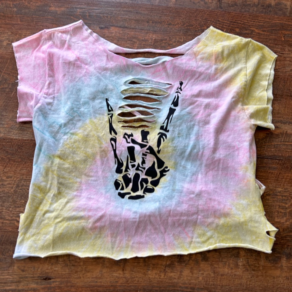 Custom Tie-Dyed The Drive Skeleton Hand Top